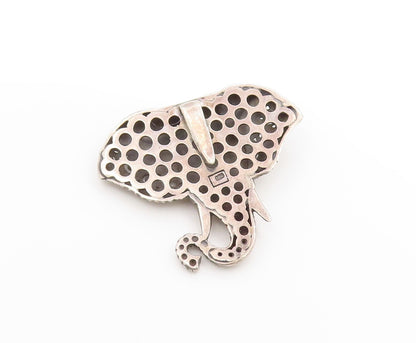 925 Sterling Silver Vintage Pendant Etched Royal Majestic Elephant Face  PT25027