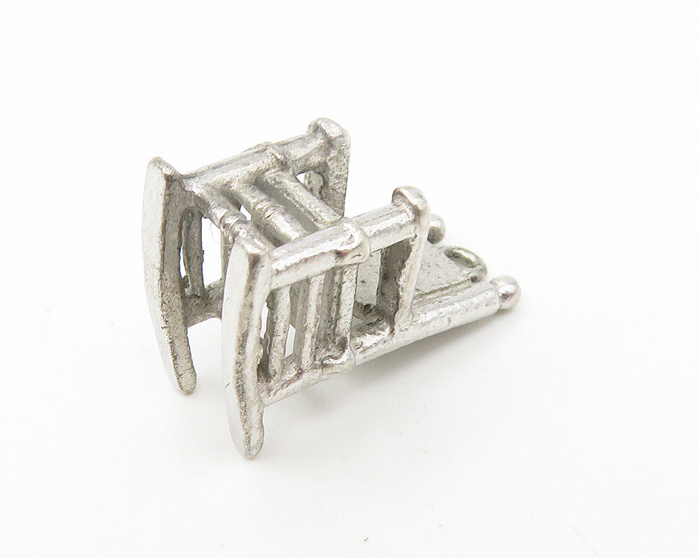 925 Sterling Silver  Vintage Shiny Petite Rocking Chair Motif Pendant  PT9079