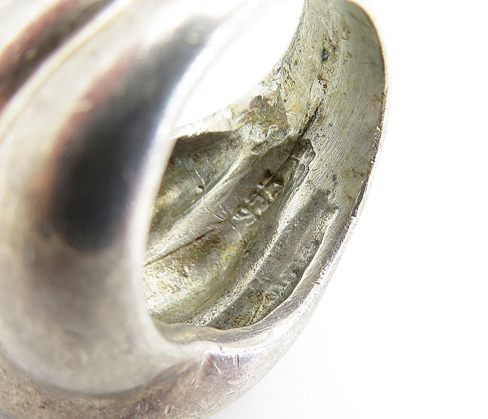 MEXICO 925 Silver  Vintage Dark Tone Fluted Bubble Band Ring Sz 6.5  RG6978