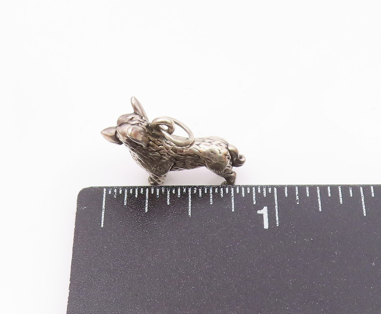 925 Sterling Silver  Vintage Shiny Petite Dog Animal Motif Pendant  PT19791
