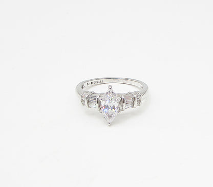 925 Sterling Silver  Faceted White Cubic Zirconia Band Ring Sz 8  RG3253