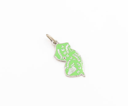 925 Sterling Silver Vintage Pendant Enamel New Jersey State Map Charm  PT26568