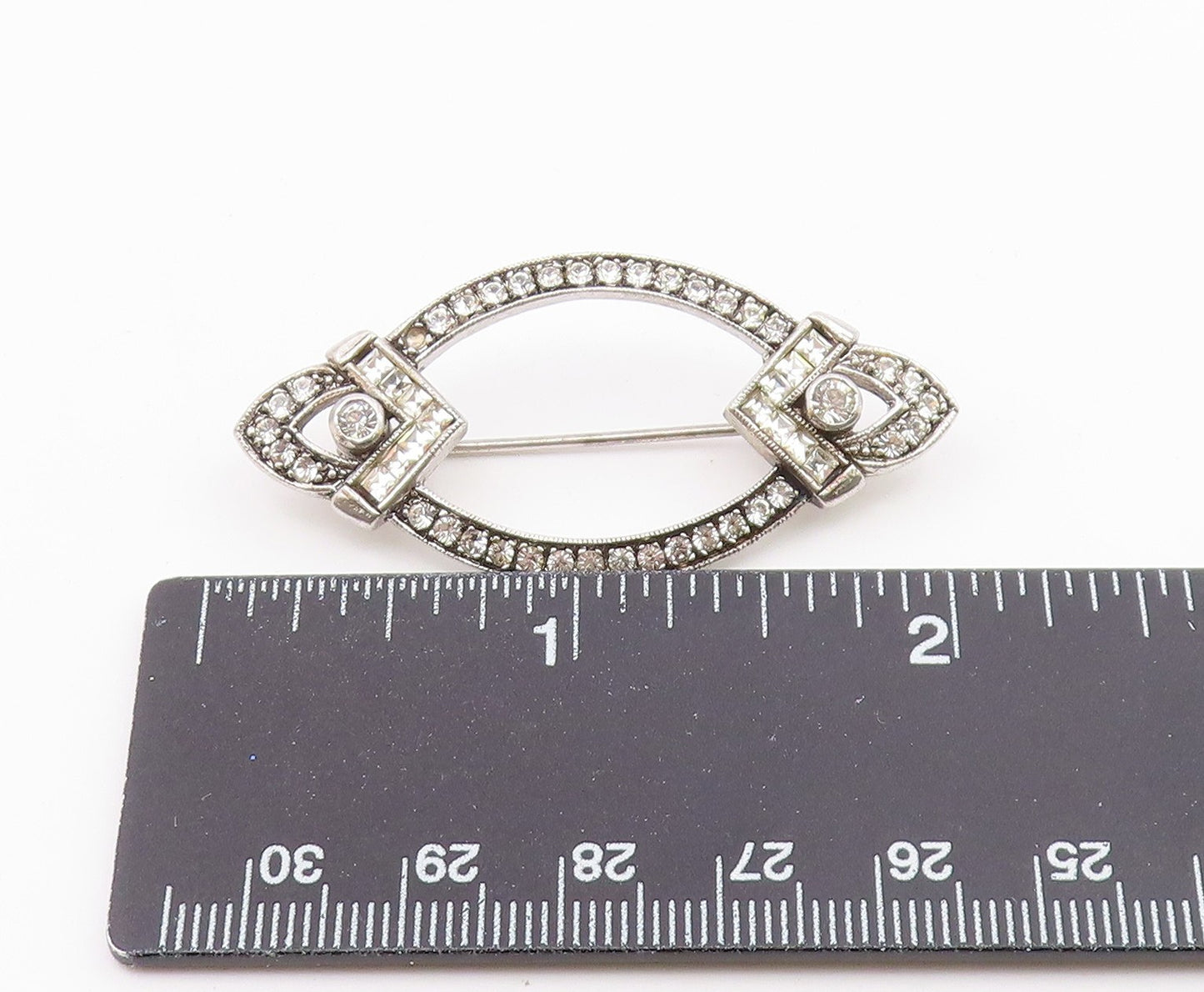 JENNA NICOLE 925 Sterling Silver  Vintage Cubic Zirconia Brooch Pin  BP8494