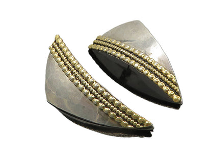 925 Sterling Silver  Vintage Two Tone Design Hammered Drop Earrings  EG5397