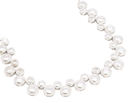 925 Sterling Silver Vintage Necklace Modern CZ Cascading Bubble Choker  NE4900