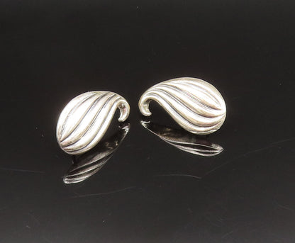 JEWELART 925 Silver  Vintage Unique Ribbed Swirl Screw Back Earrings  EG11934