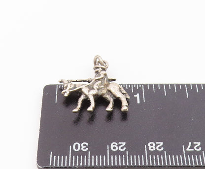 925 Sterling Silver  Vintage Petite Man Riding Horse Pendant  PT15896