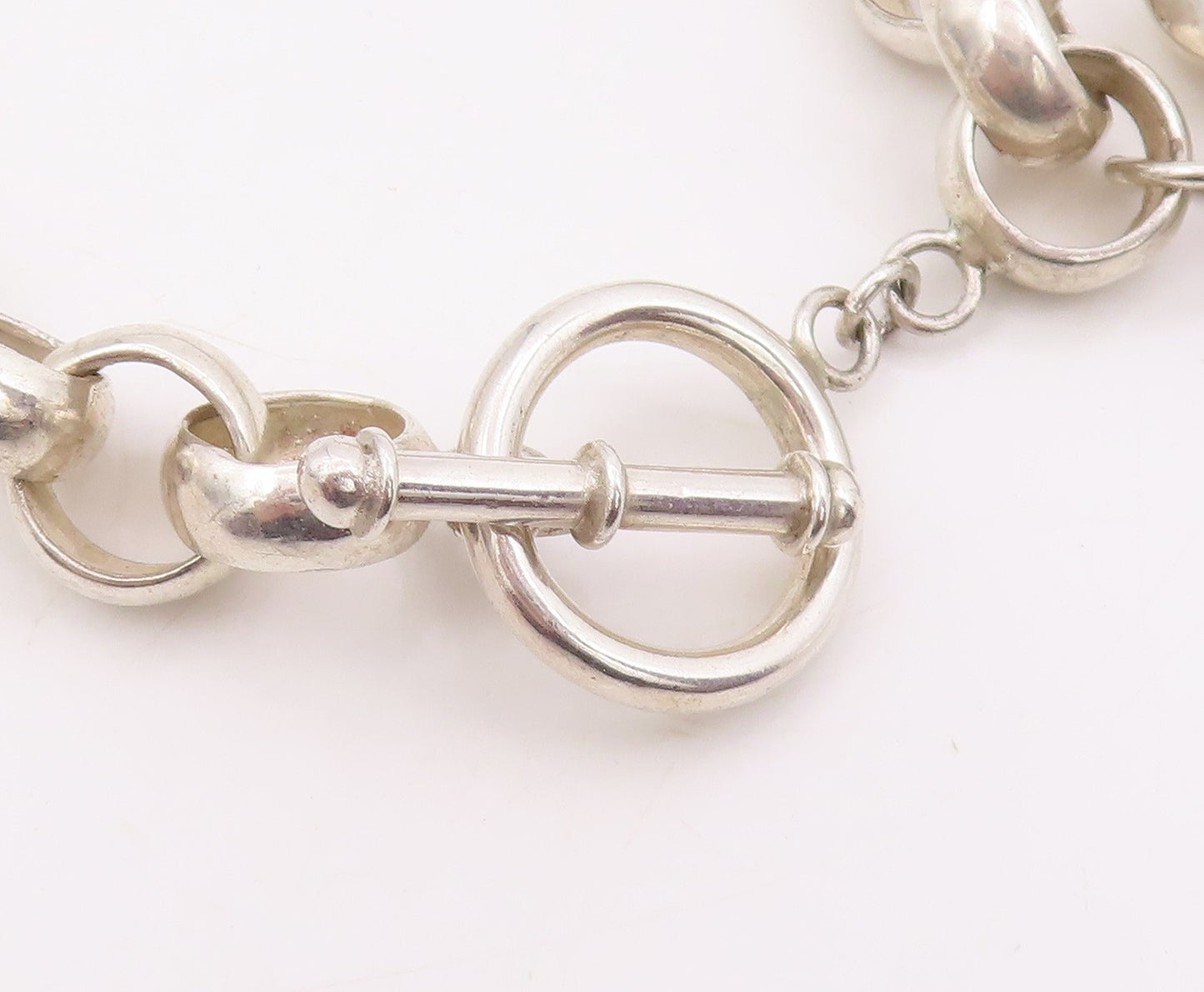 925 Sterling Silver Vintage Necklace Interlocking Circle With Love Heart  NE4775