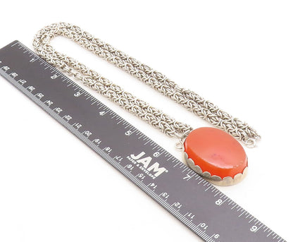 925 Sterling Silver Vintage Large Gemstone Byzantine Link Chain Necklace  NE1461