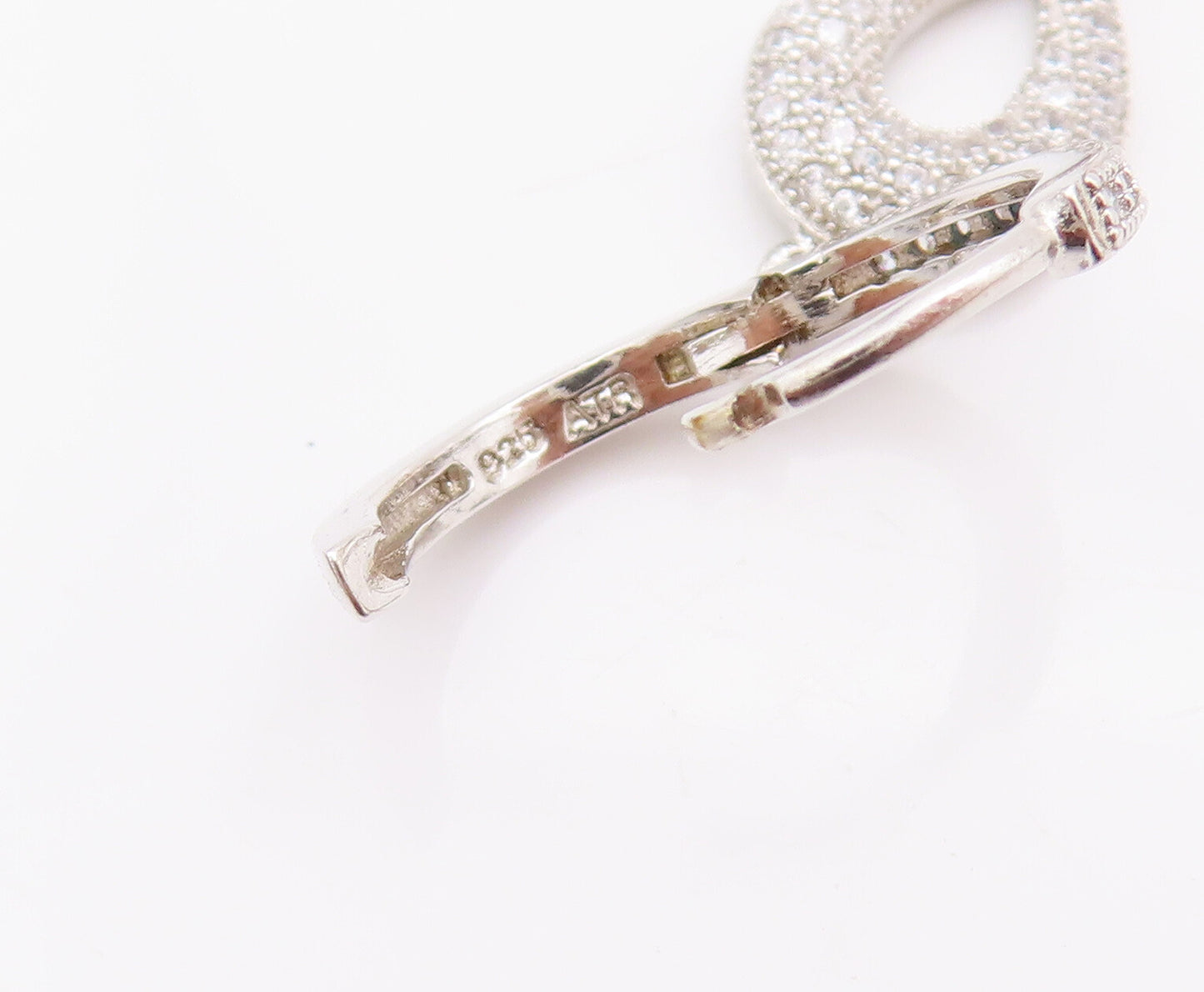 925 Sterling Silver Vintage Earrings Modernist CZ Beaded Infinity Carved EG12967
