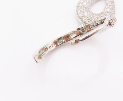 925 Sterling Silver Vintage Earrings Modernist CZ Beaded Infinity Carved EG12967