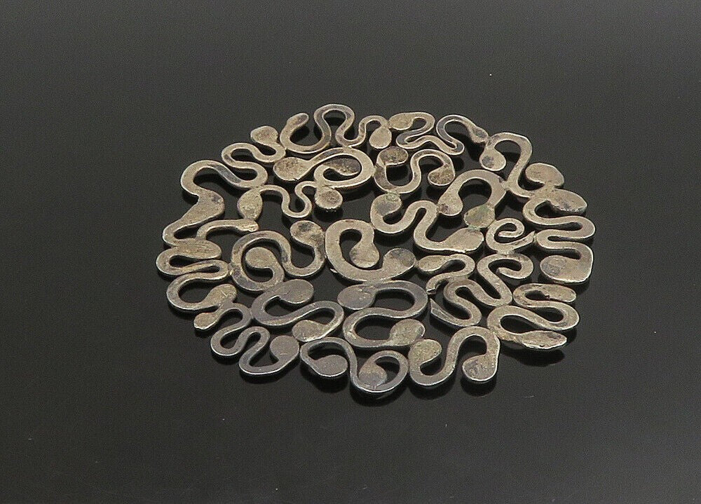 925 Sterling Silver Vintage Dark Tone Swirl Design Smooth Pendant  PT19012