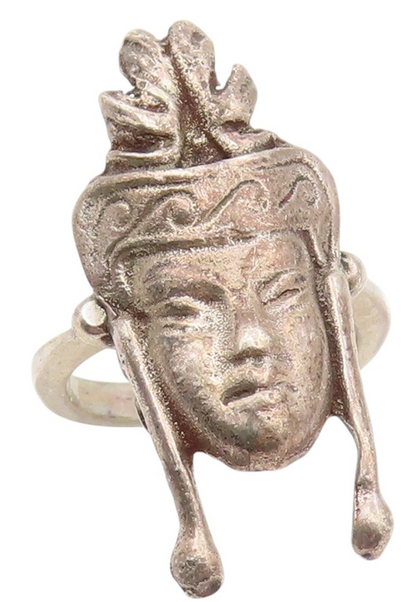 925 Sterling Silver Vintage Ring Ethnic Figural With Headdress  Sz 6.5  RG34559
