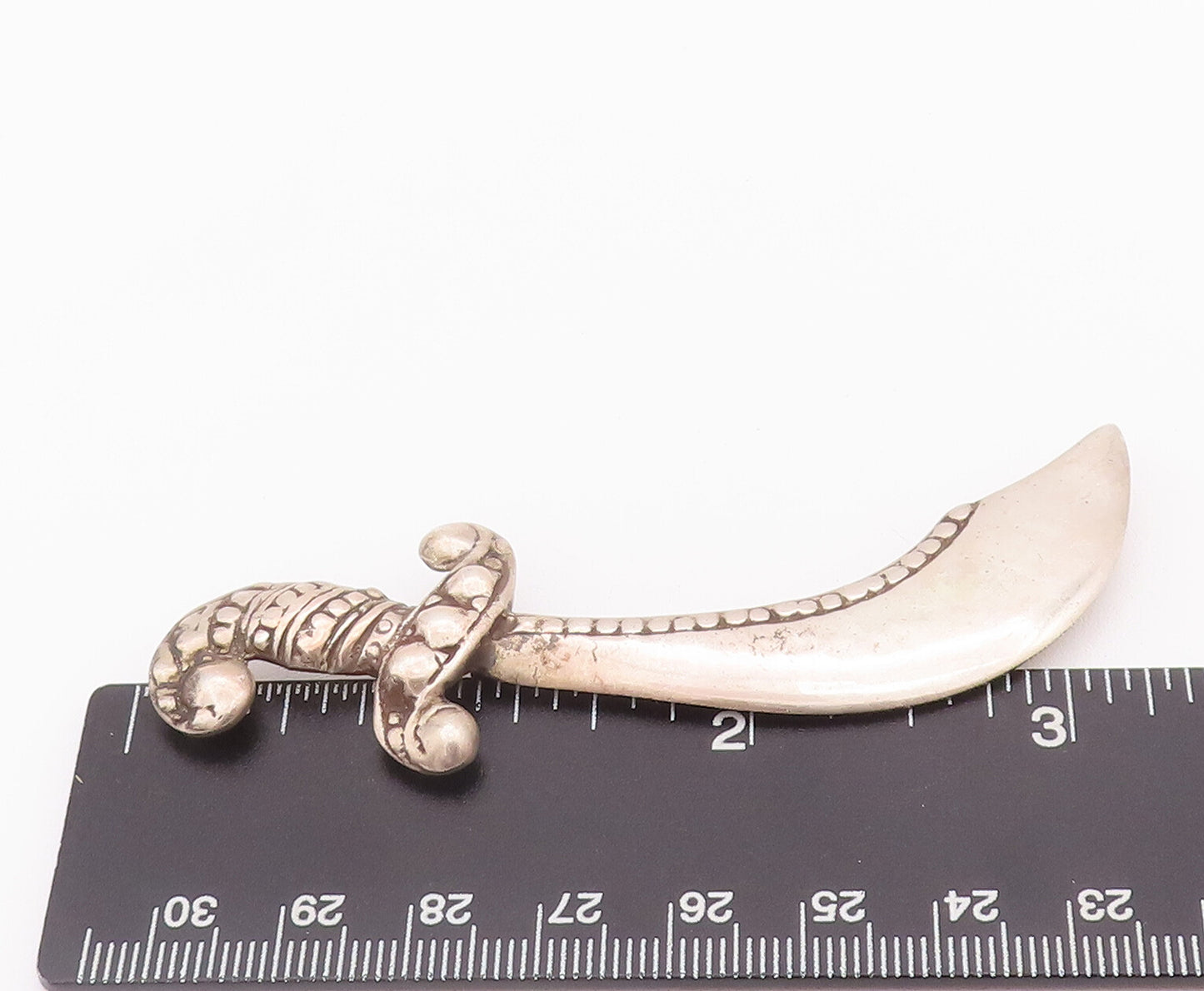 925 Sterling Silver Vintage Brooch Pin Antique Solid Carved Sward  BP10761