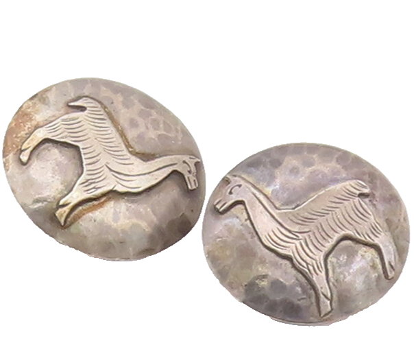 925 Sterling Silver Vintage Round Carved Happy Sheep Cuff Links TR3473
