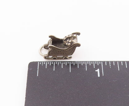 925 Sterling Silver  Vintage Petite Christmas Sleigh Motif Pendant  PT18538