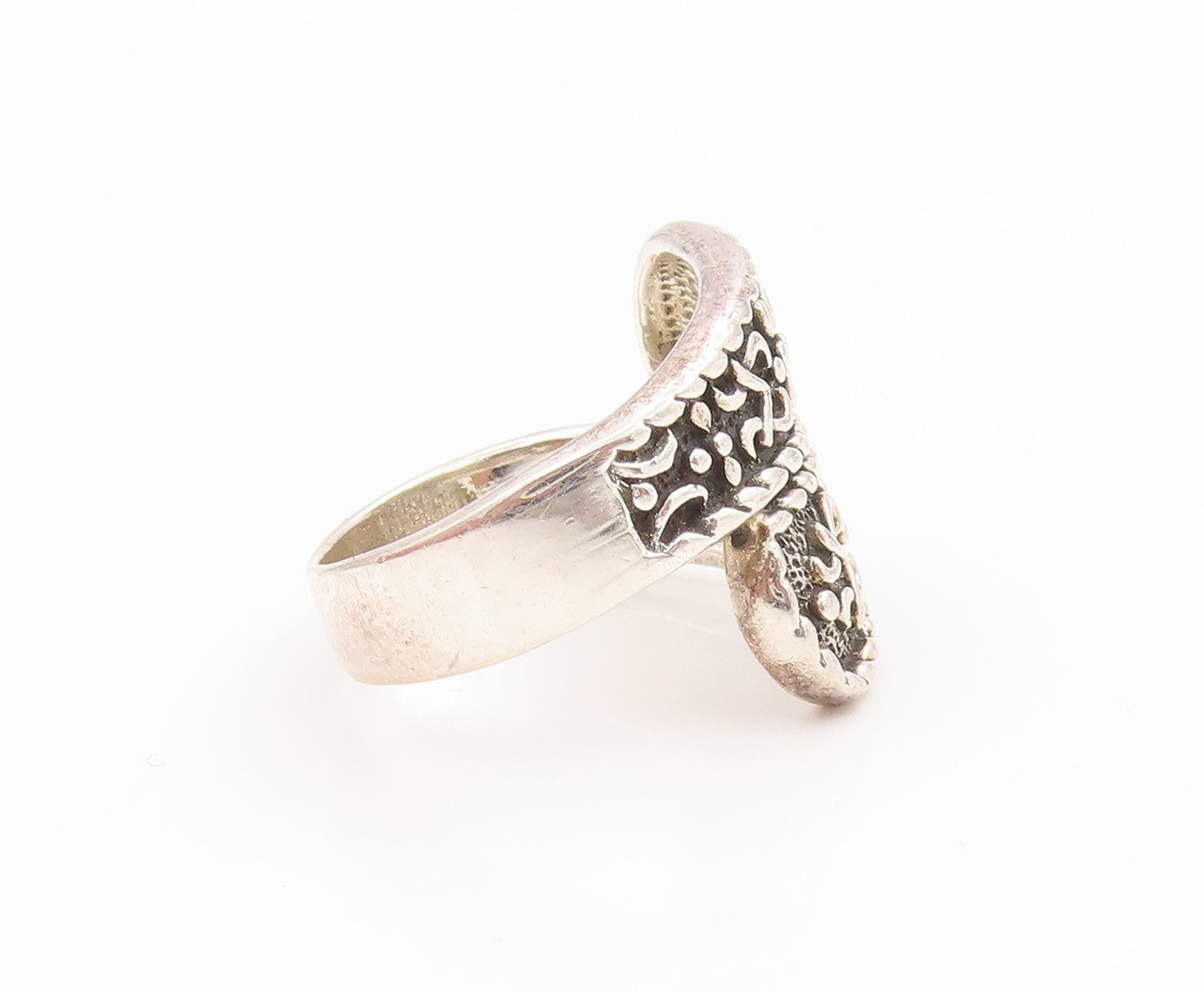 925 Sterling Silver Vintage Ring Classic Scroll & Rope Bypass Band Sz 8 RG36218