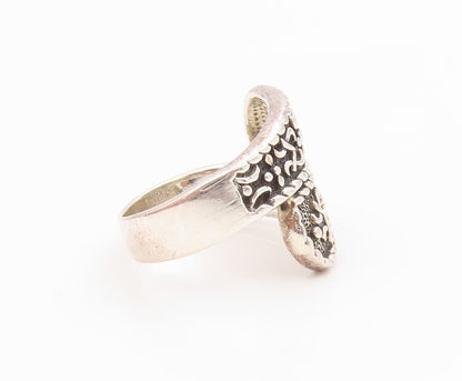 925 Sterling Silver Vintage Ring Classic Scroll & Rope Bypass Band Sz 8 RG36218