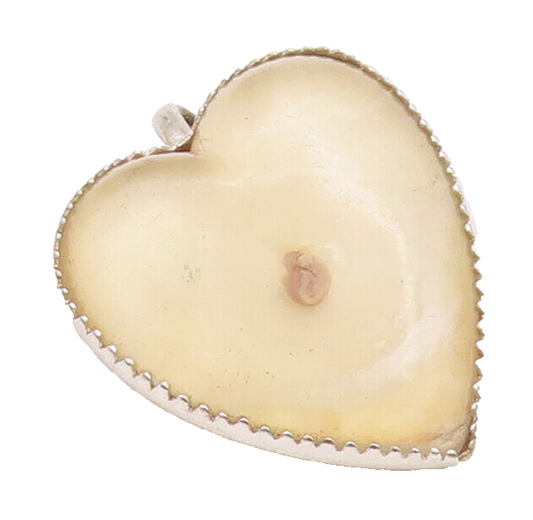 925 Sterling Silver Vintage Pendant Minimalist Glass Love Heart  PT22734