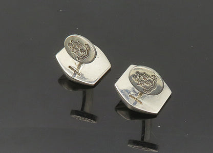 BRITISH 925 Sterling Silver  Vintage Enamel Detail Shiny Cufflinks  TR2826