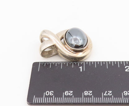 925 Sterling Silver Vintage Pendant ESPO SIG Modernist Hematite Charm  PT25678