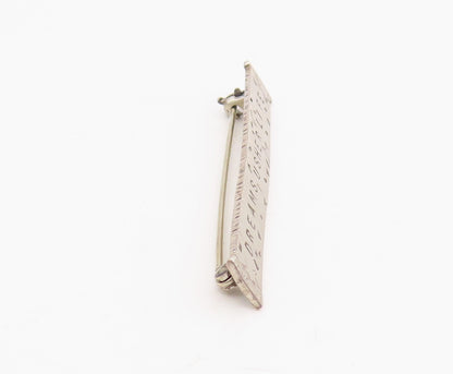 925 Sterling Silver Vintage Brooch Pin Engraved Dreams Usher Life Bar  BP12236