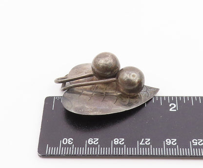 MEXICO 925 Sterling Silver  Vintage Oxidized Floral Leaf Brooch Pin  BP4632
