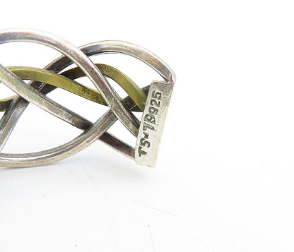 MEXICO 925 Sterling Silver  Vintage 2 Tone Weaved Design Cuff Bracelet  BT1955