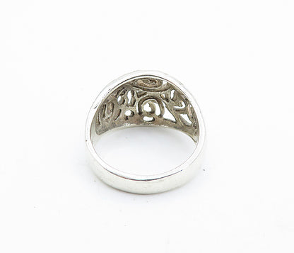 925 Sterling Silver  Vintage Swirl Cutout Design Dome Band Ring Sz 7  RG6254