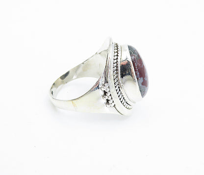 925 Sterling Silver Cabochon Cut Jasper Twist Cocktail Ring Sz 9 RG7874