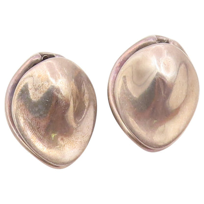 925 Sterling Silver Vintage Earrings Modernist Solid Dome Shape Clip On  EG14529