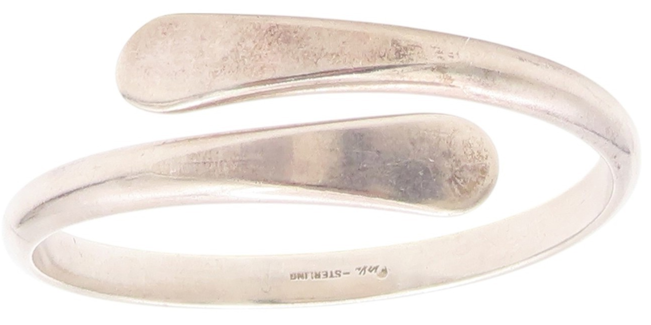 925 Sterling Silver Vintage Bracelet Minimalist Flat End Bypass Bangle  BT11204