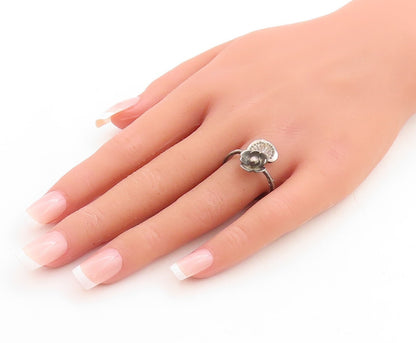 925 Sterling Silver Vintage Ring FINLAND Dark Tone Floral Carved  Sz 9  RG31160