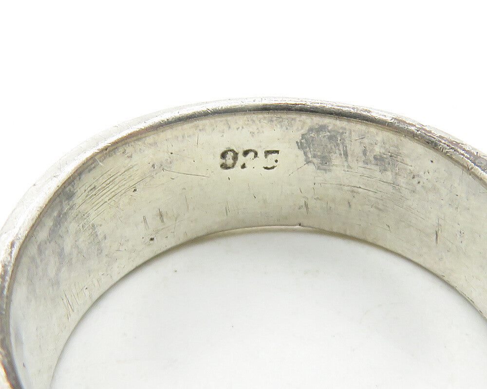 925 Sterling Silver  Vintage Oxidized Swirl Pattern Band Ring Sz 8  RG11682