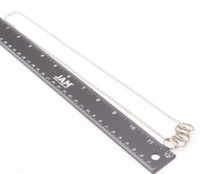 925 Sterling Silver Vintage Necklace CAROLYN POLLACK Carved Ring Chain  NE4556