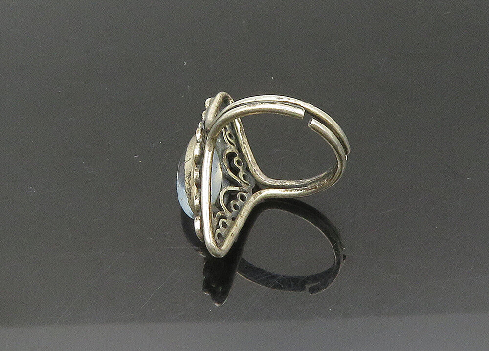 925 Sterling Silver  Vintage Blue Chalcedony Cocktail Ring Sz 5  RG21805
