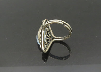 925 Sterling Silver  Vintage Blue Chalcedony Cocktail Ring Sz 5  RG21805
