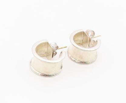 14k Gold & 925 Sterling Silver Vintage Earrings THISTLE & BEE Wide Hoop  EG14390
