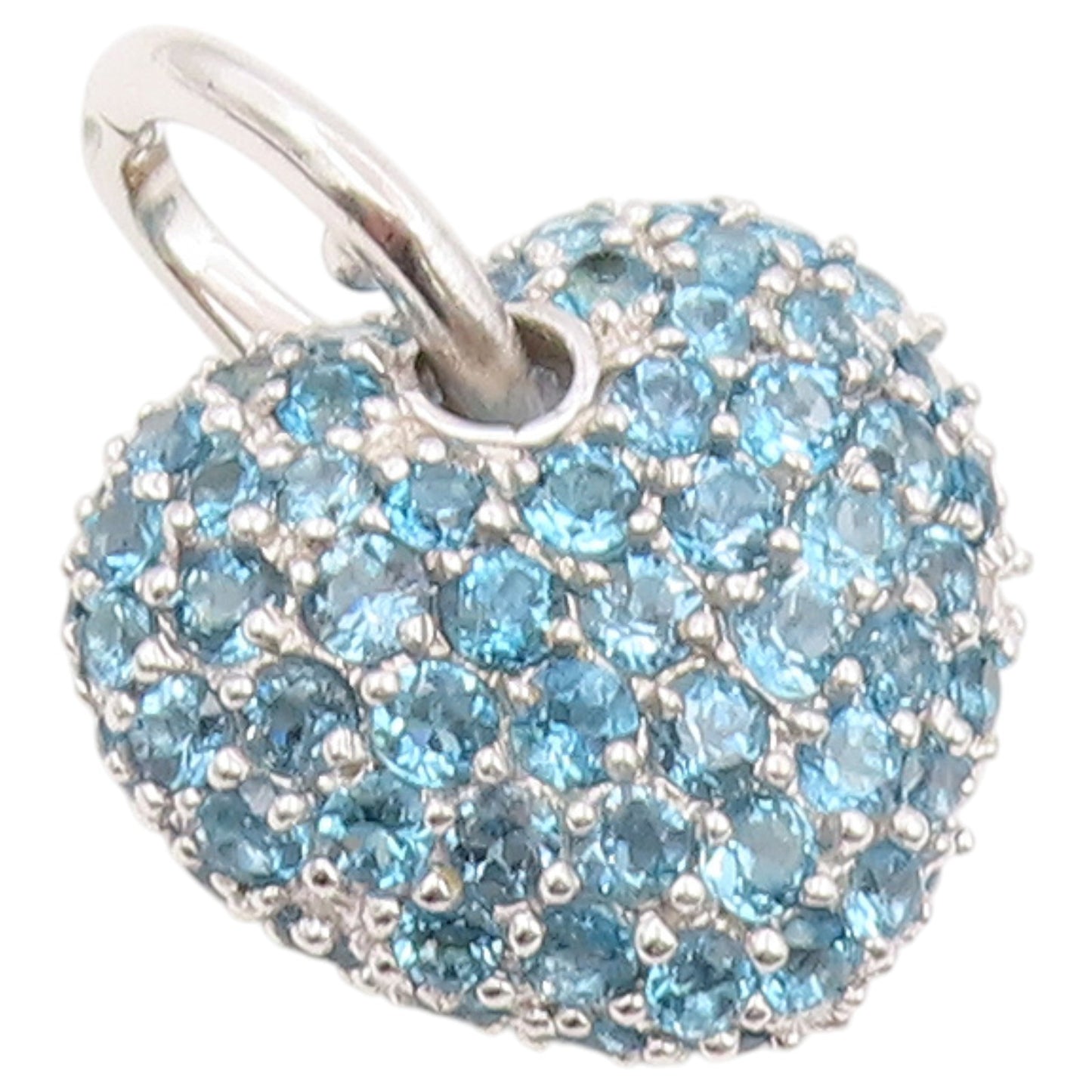925 Sterling Silver Vintage Pendant Elegant Blue Topaz Love Heart Charm  PT26421
