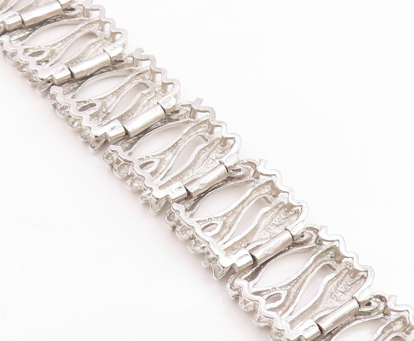 925 Sterling Silver Vintage Bracelet Modernist Sculptural Link Chain  BT11480