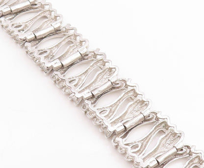925 Sterling Silver Vintage Bracelet Modernist Sculptural Link Chain  BT11480