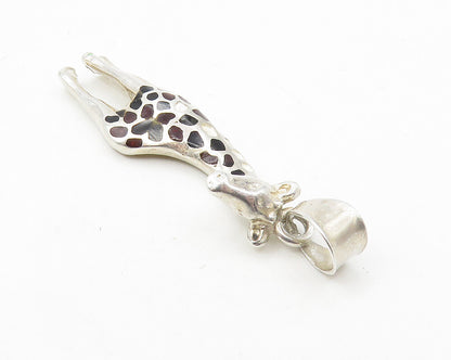 MEXICO 925 Sterling Silver  Vintage Black Onyx Spotted Giraffe Pendant  PT8103