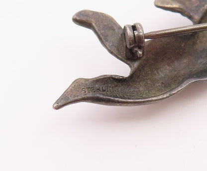925 Sterling Silver  Vintage Antique Baby Angel With Torch Brooch Pin  BP8578