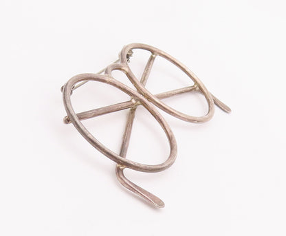 925 Sterling Silver Vintage Brooch Pin Solid Cutout Spectacles Frame  BP10768