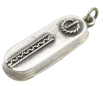 925 Sterling Silver  Vintage Dark Tone Swirl Twist Hollow Pendant  PT12139