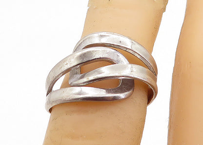 BEAU 925 Silver Vintage Interlocking Loop Bypass Style Band Ring Sz 5 RG6809