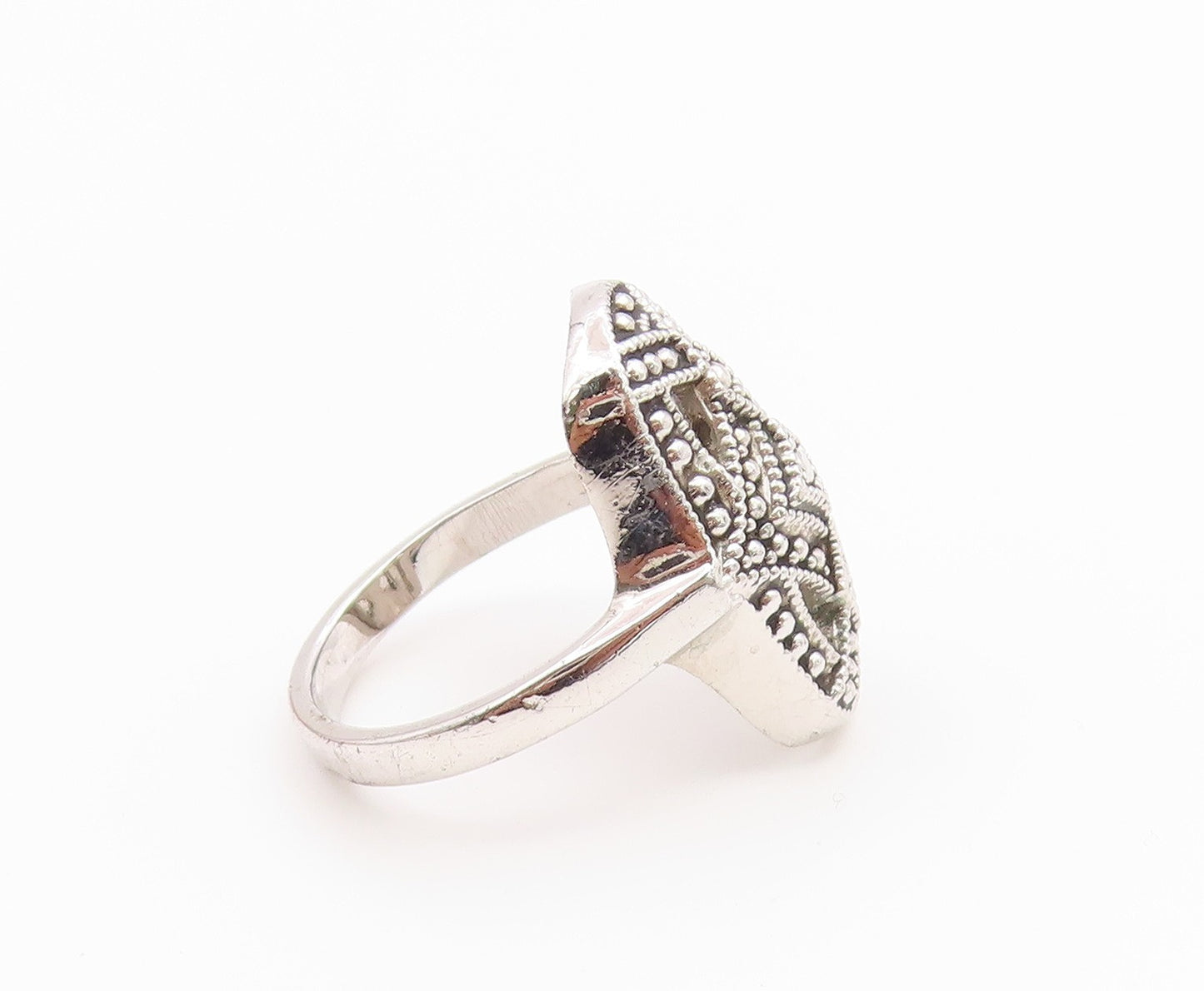 925 Sterling Silver Vintage Ring Classic Geometric Shield Band  Sz 6.5  RG36811