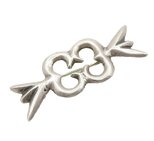 NAVAJO 925 Sterling Silver  Vintage Shiny Open Bow Tie Motif Brooch Pin BP7681
