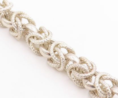 925 Sterling Silver Vintage Bracelet Bold Nautical Rope Byzantine Chain  BT11820