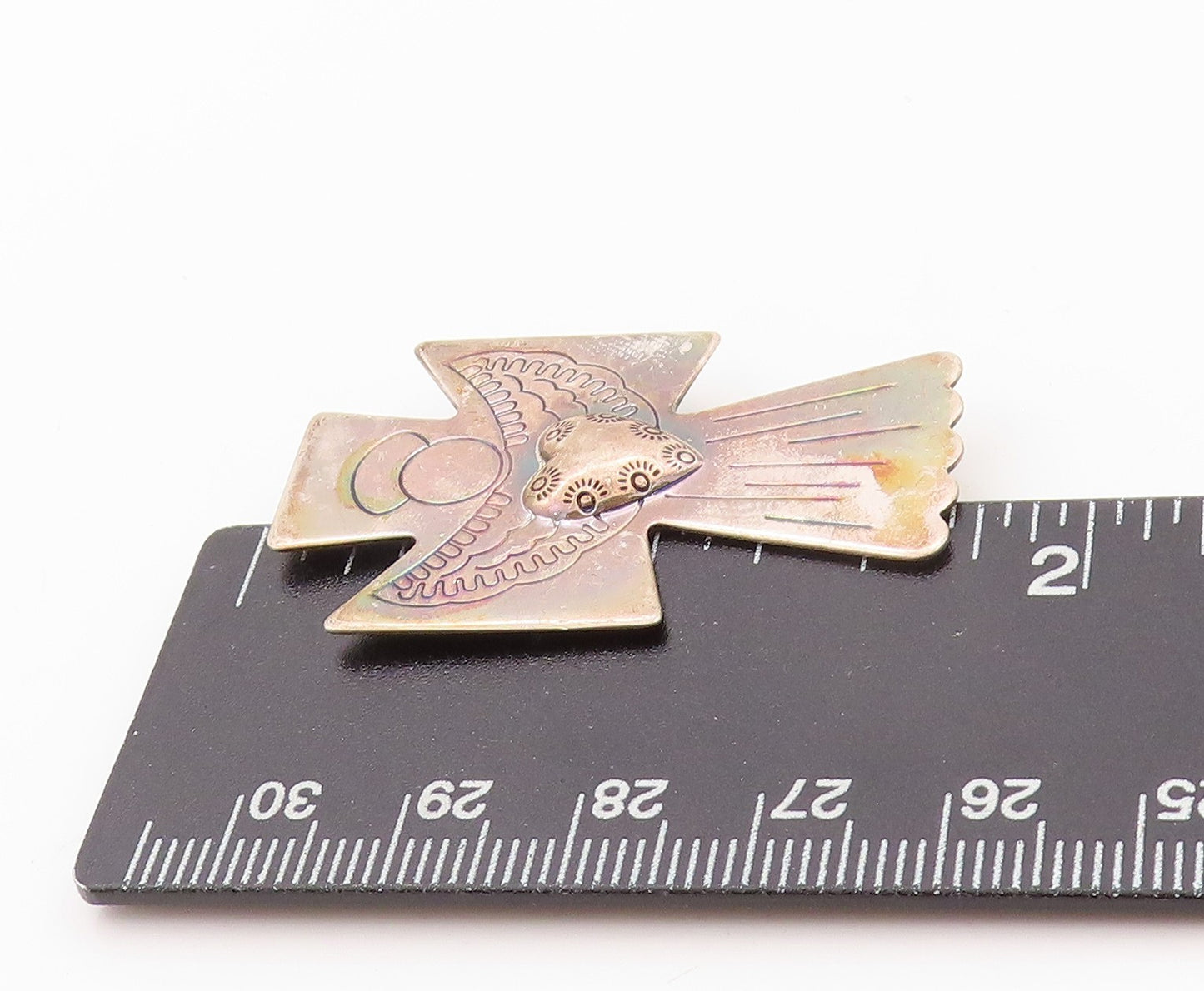 925 Sterling Silver Vintage Brooch CAROLYN POLLACK Angel Of Love Cross  BP11571